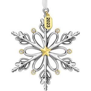 2023 Christmas Metallic  Snowflake Home Decoration Tree Hanging Pendant
